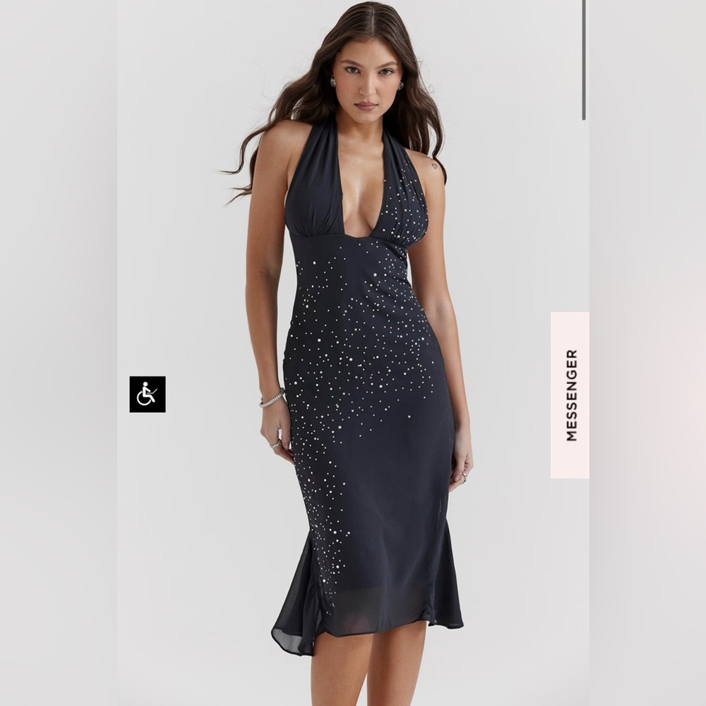 House of CB Jovanna midnight embellished midi dress.